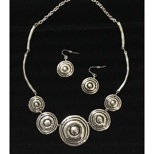Silver Swirl Discs Necklace & Earrings